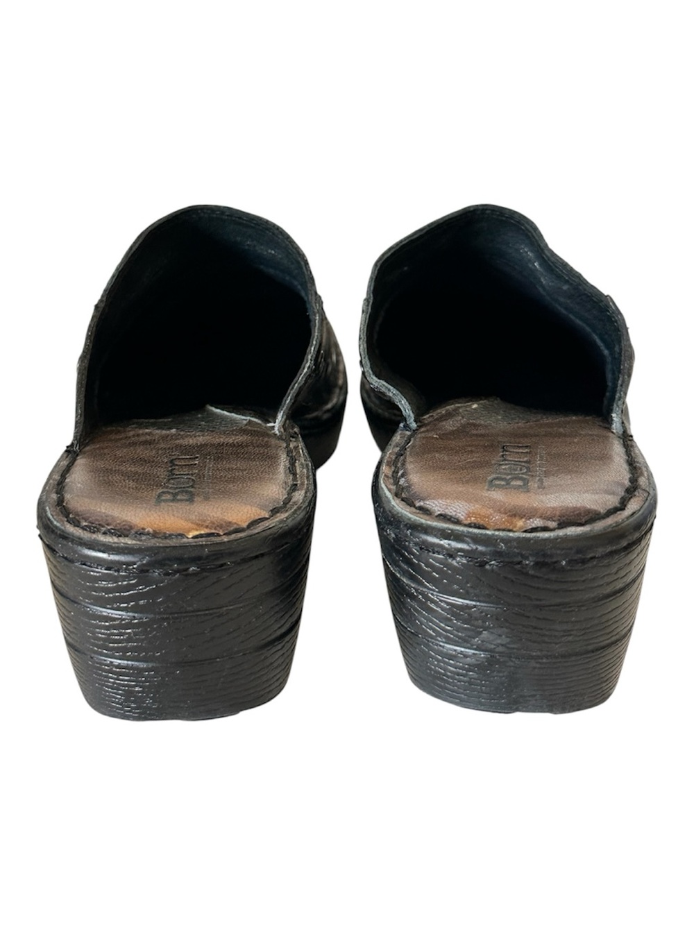 Born Wedge Metallic Brown Zebra Print Leather Clog Mules 9 (40.5) - Picture 4 of 11